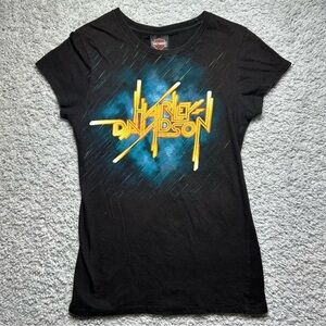 Harley Davidson Shirt Womens Small Crewneck Tee Graphic Vintage Glowing Moto